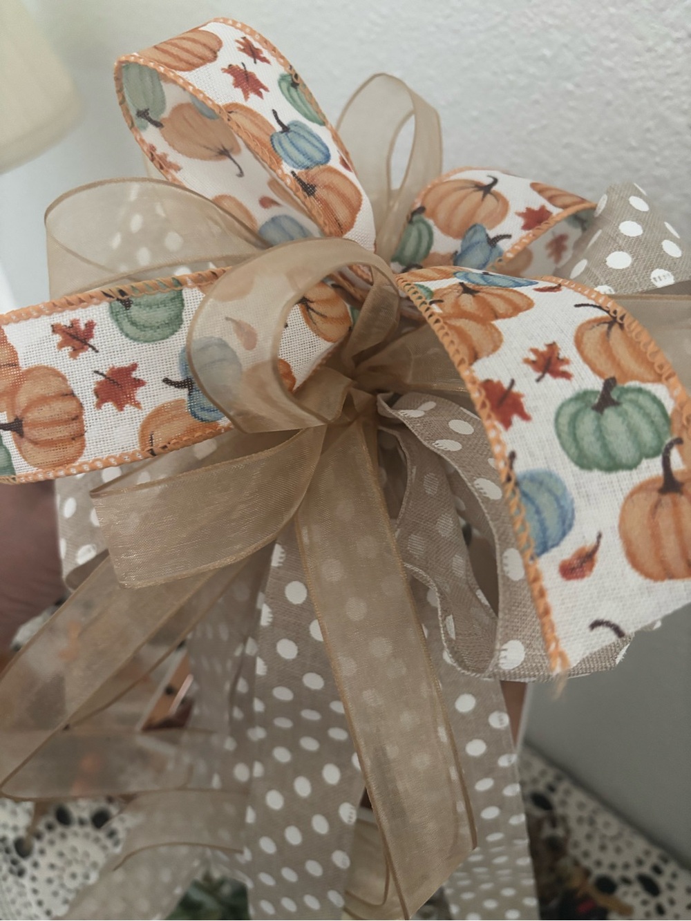 Fall Wreath Bow Handmade DIY Lantern Hurricane bow/Tails Custom Final Sale
